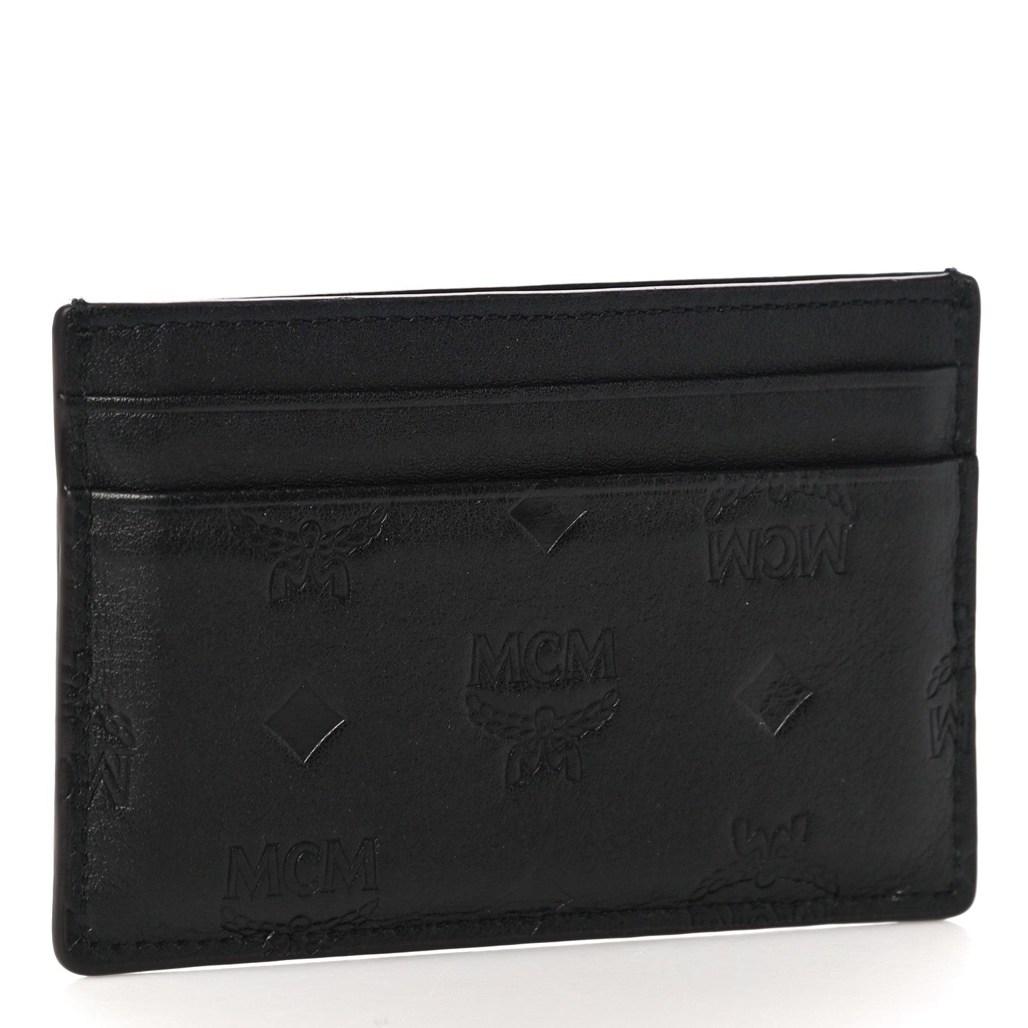 MCM Calfskin Ottomar Monogram Mini Card Case Black 3 of 9