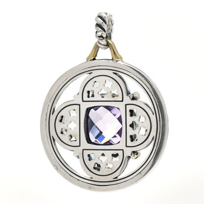 David Yurman Sterling Silver 18K Yellow Gold Amethyst Prasiolite Renaissance Pendant 3 of 4