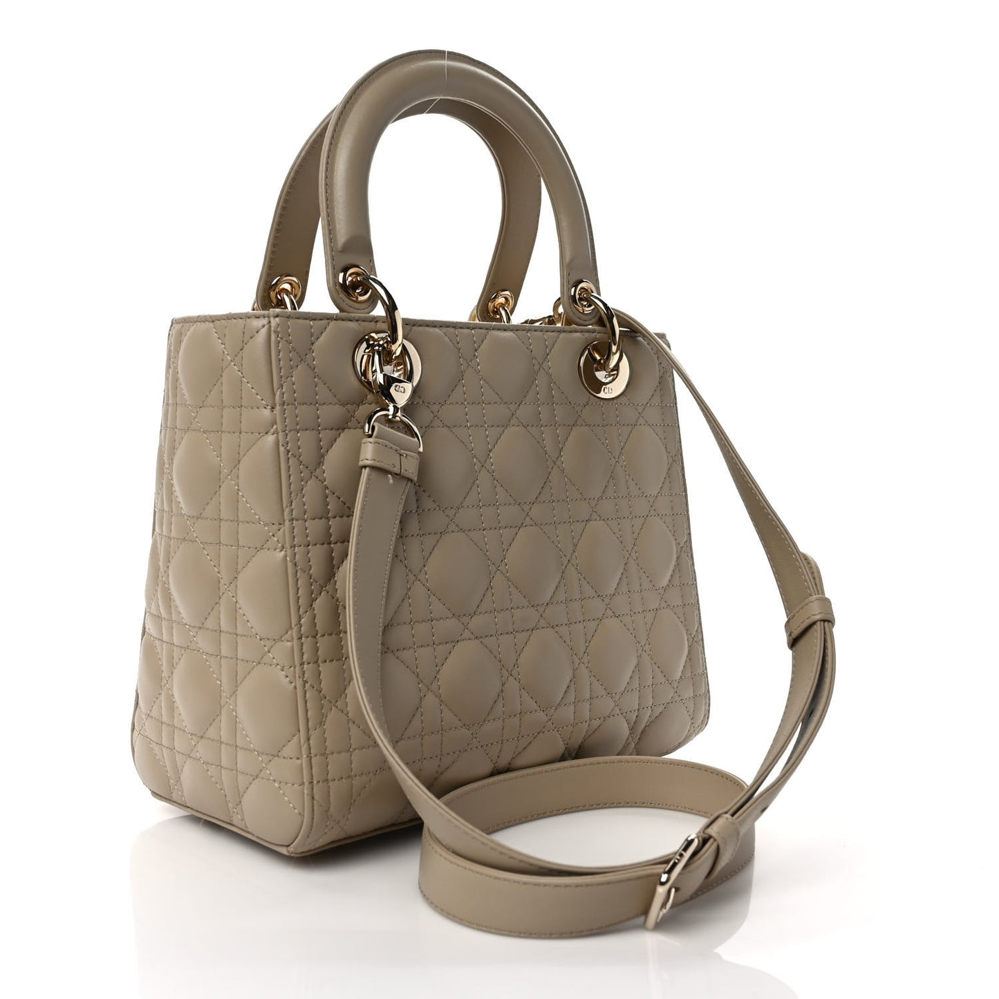 Lambskin Cannage Medium Lady Dior Beige