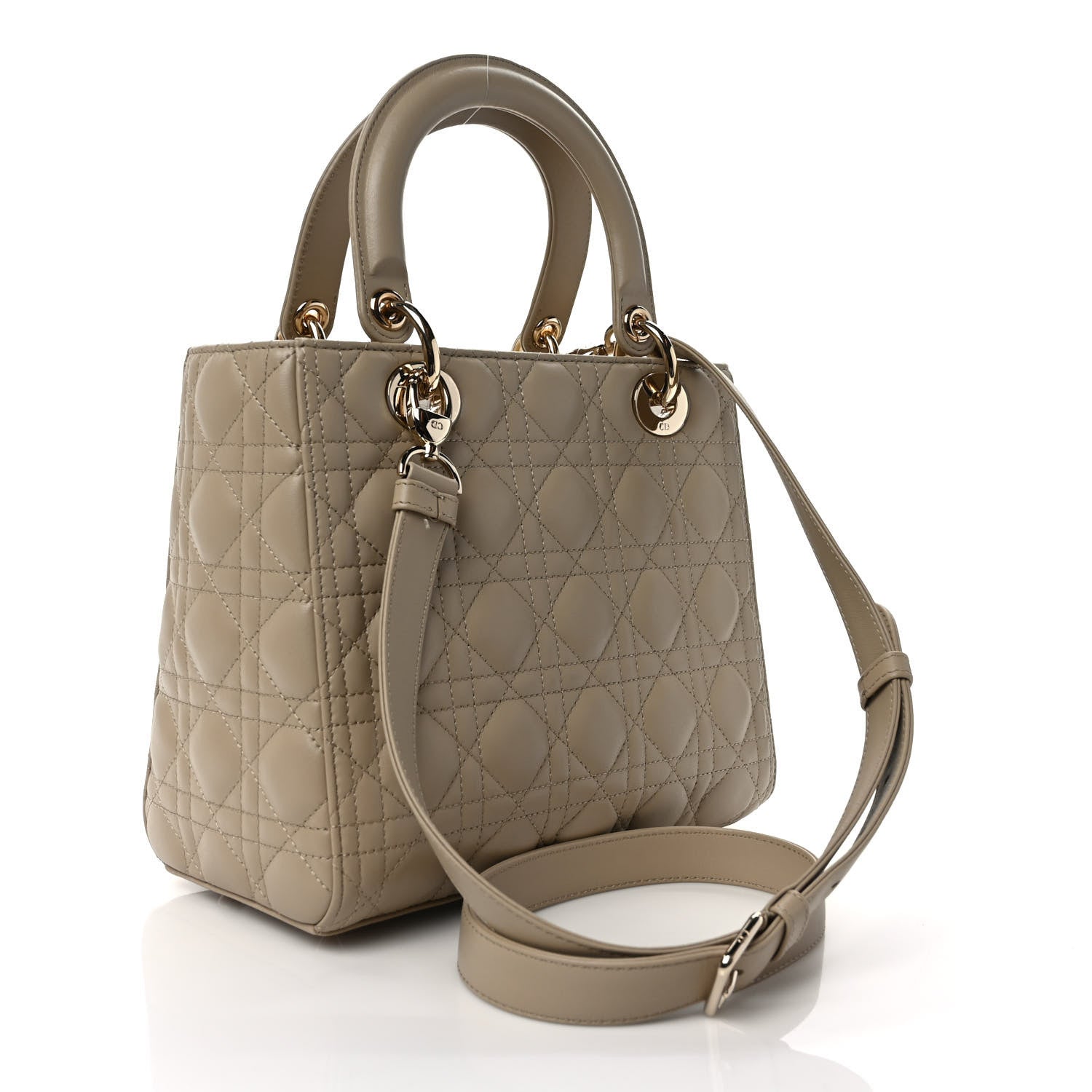Christian Dior Lambskin Cannage Medium Lady Dior Beige 3 of 10