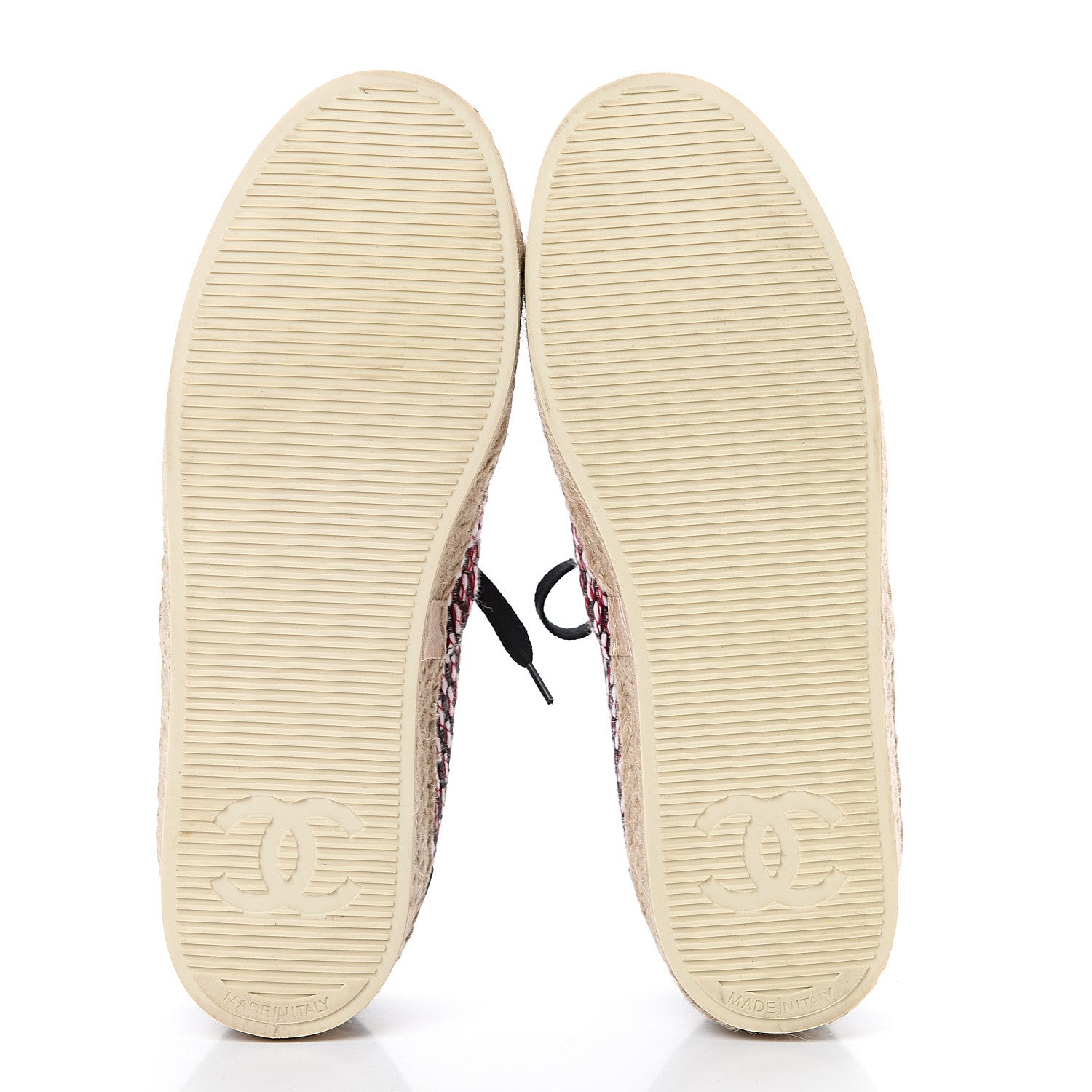 Chanel Tweed Grosgrain Lace Up Espadrilles 37 Red White Black 5 of 8