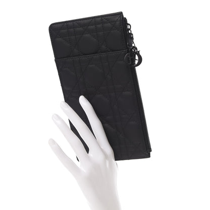 Christian Dior Ultra Matte Calfskin Cannage Large Lady Dior Zip Wallet Black 2 of 8