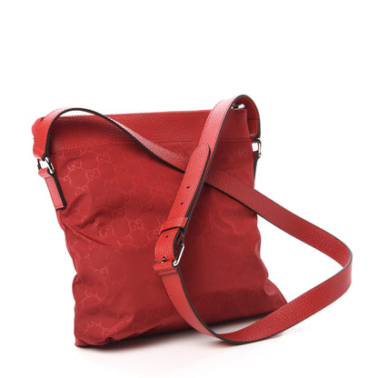 Gucci Nylon Monogram Dollar Calfskin Flat Messenger Bag Vibrant Red 3 of 10