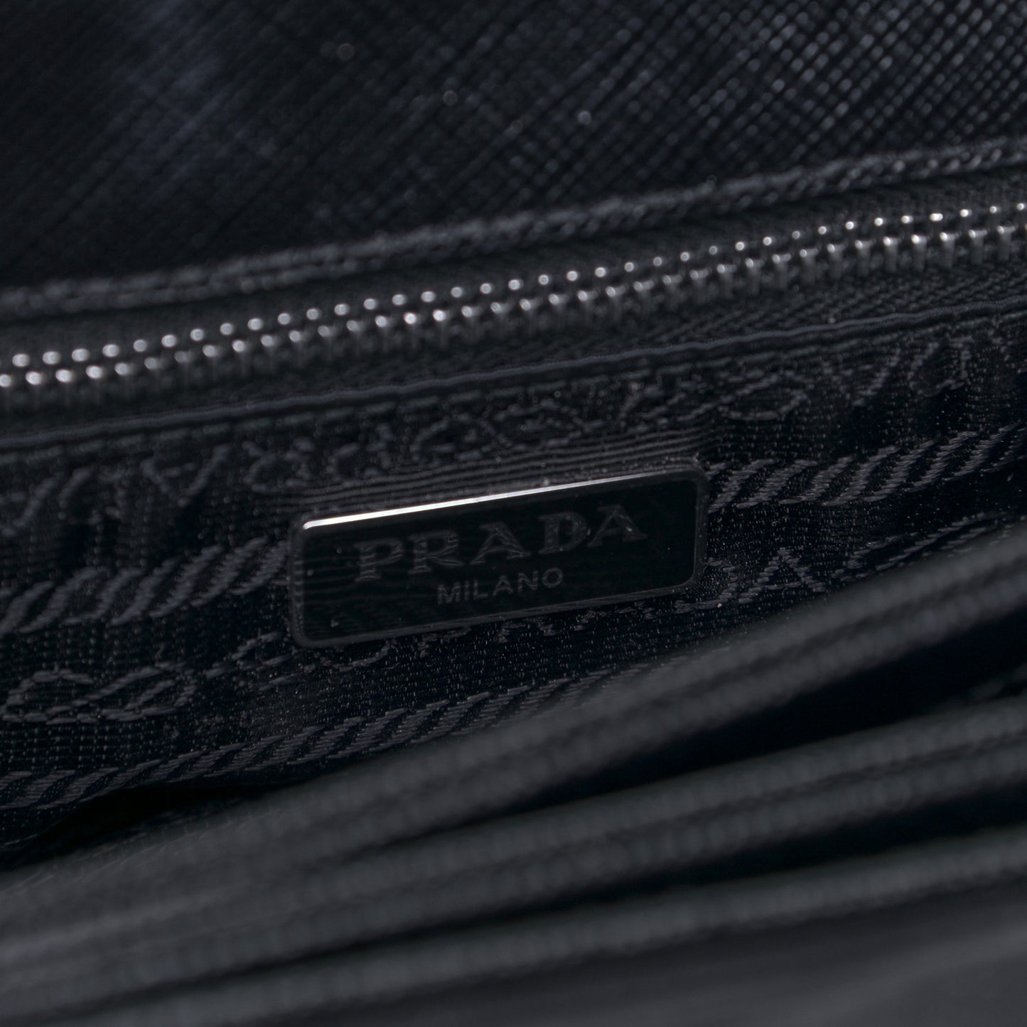 Saffiano Tessuto Nylon Chain Shoulder Bag Black