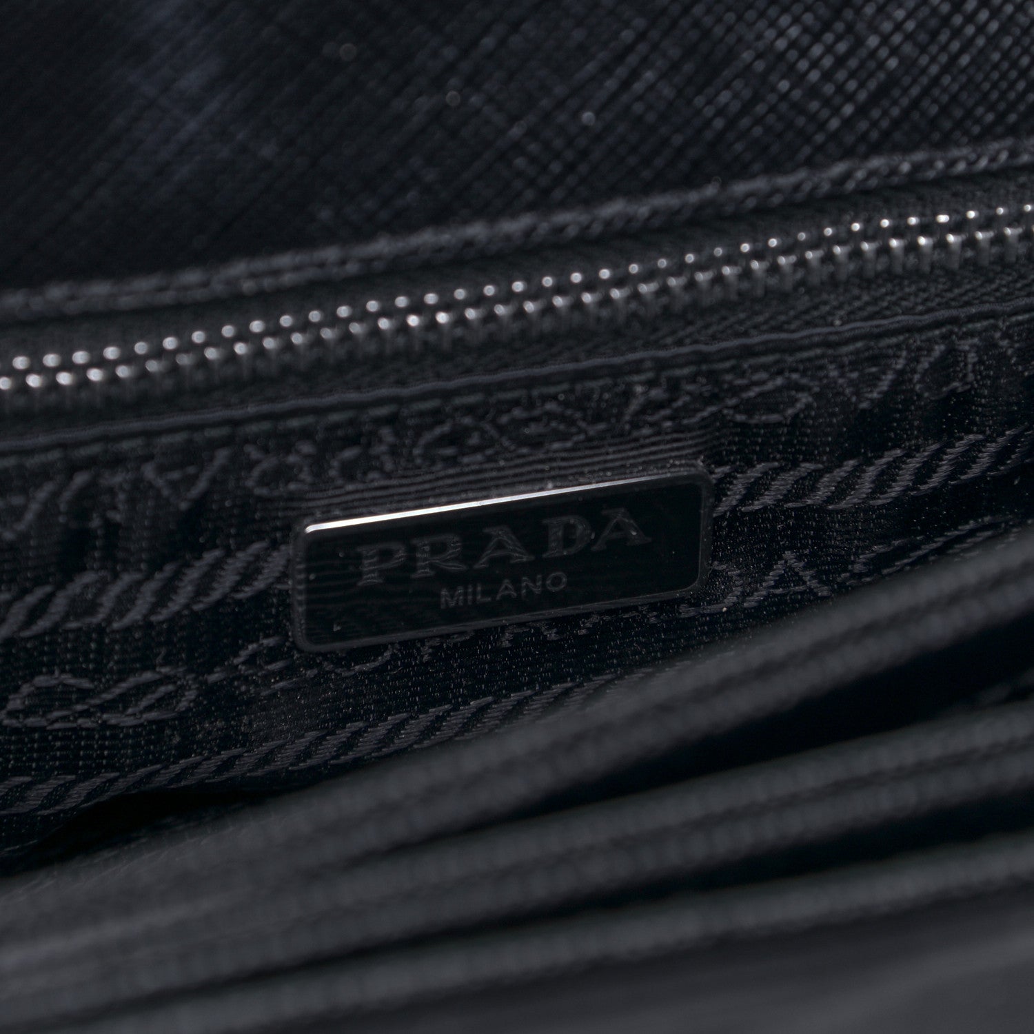 Prada Saffiano Tessuto Nylon Chain Shoulder Bag Black 5 of 7