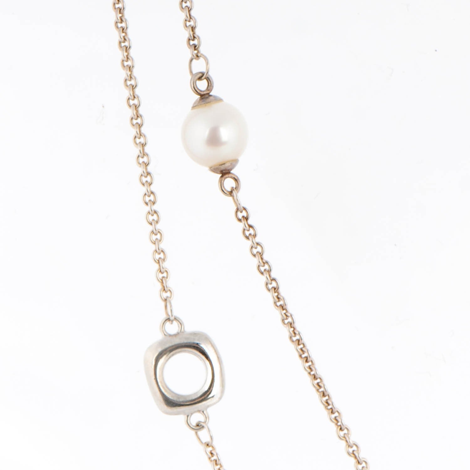 Tiffany Sterling Silver Pearl 7mm Long Necklace 3 of 6
