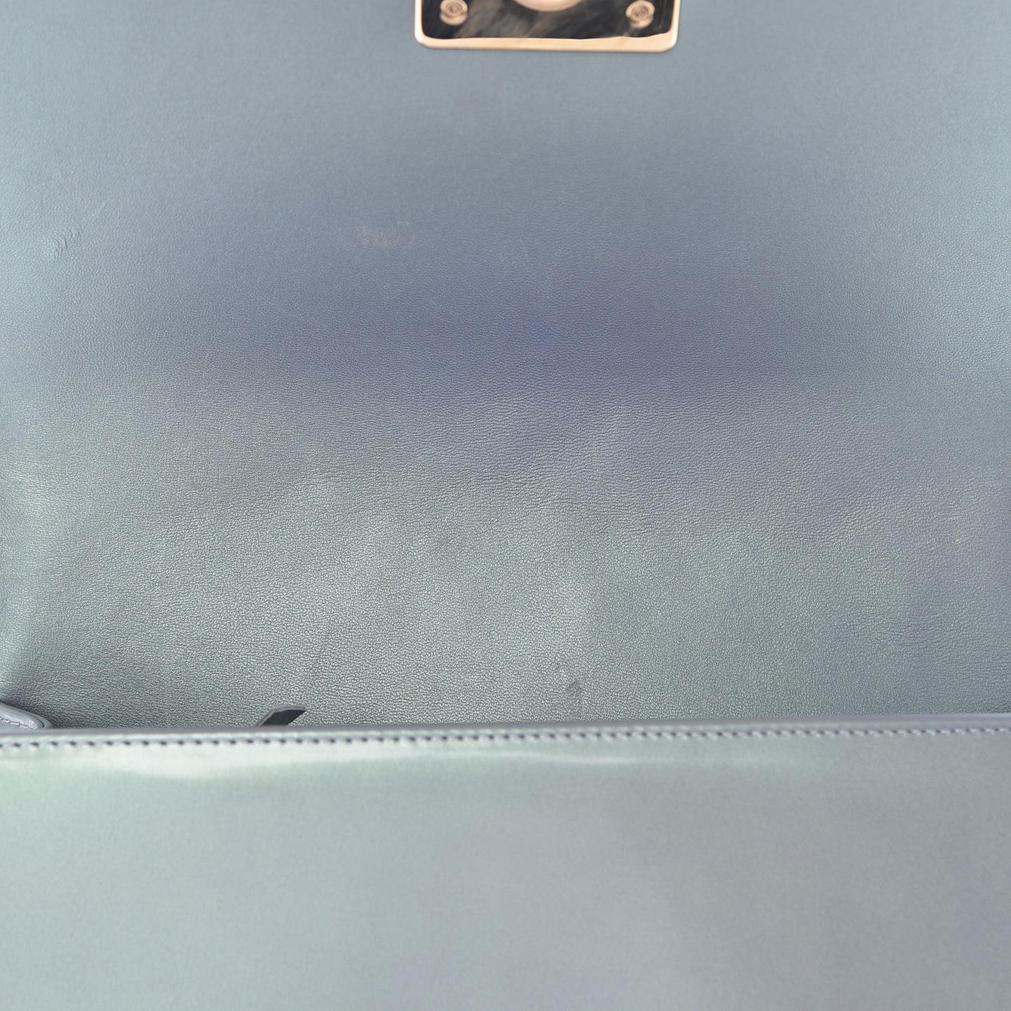 Iridescent Patent Calfskin Quilted Medium Boy Flap Light Blue