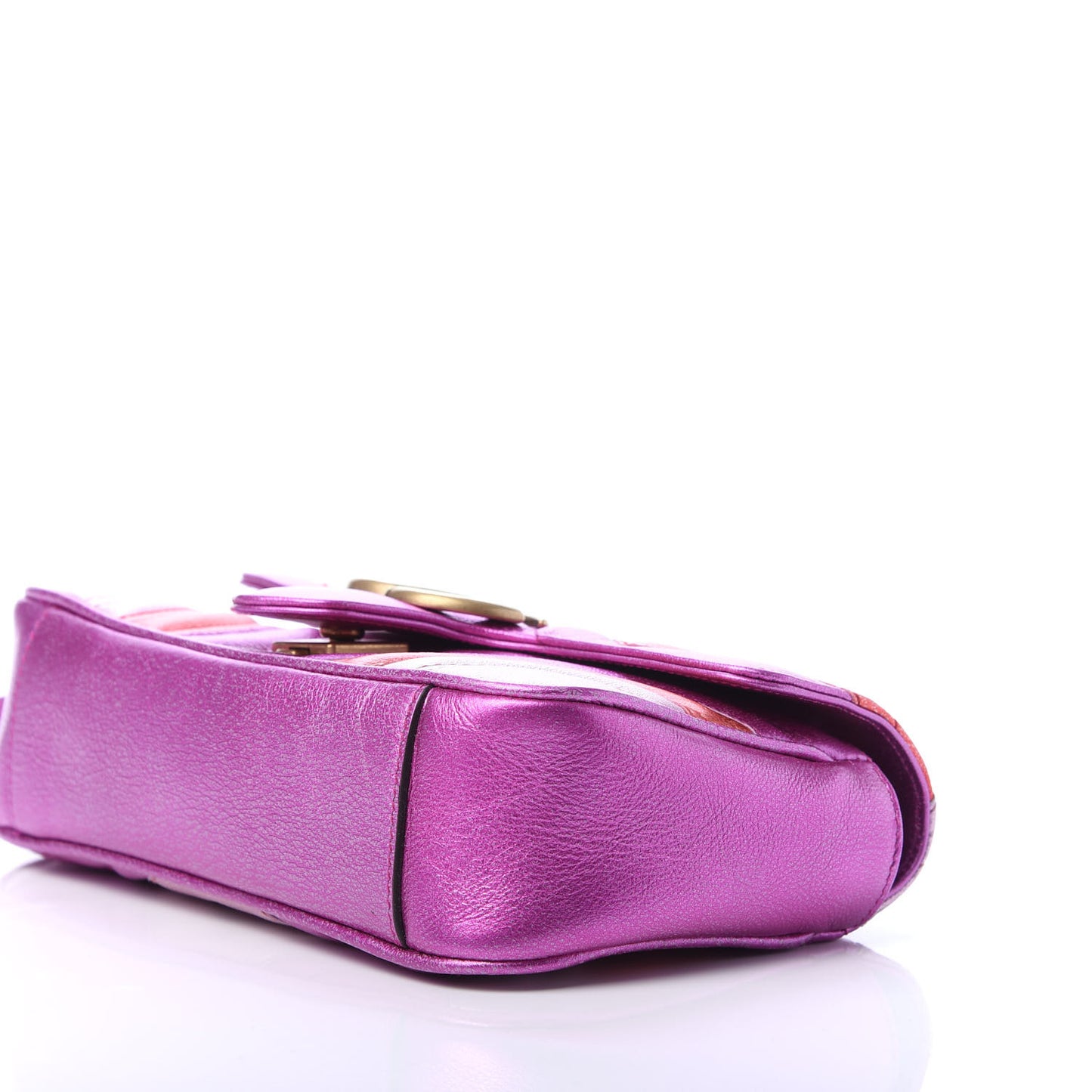 Metallic Calfskin Matelasse Mini GG Marmont Shoulder Bag Fuchsia