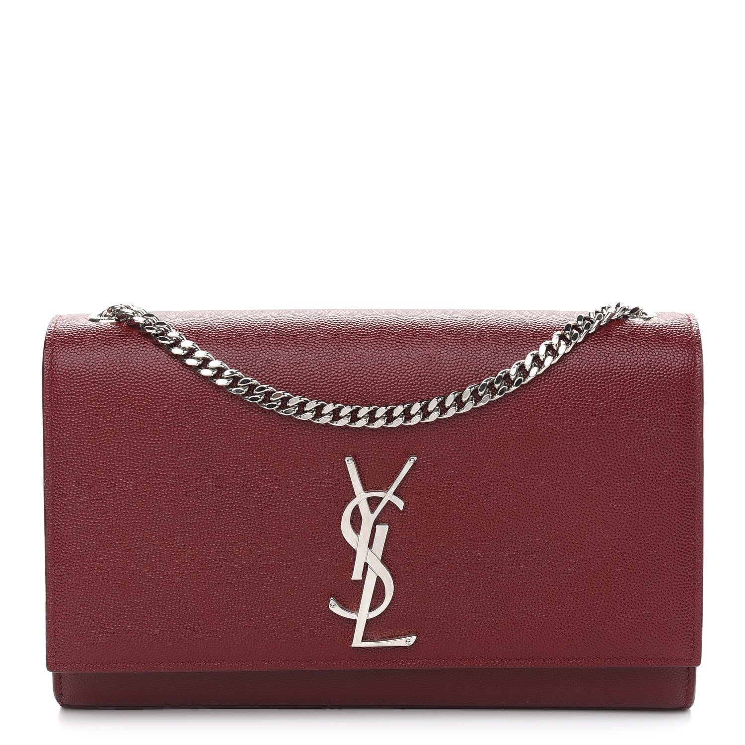 Saint Laurent Grain De Poudre Medium Monogram Kate Satchel Dark Red 1 of 8