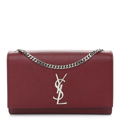 Saint Laurent Grain De Poudre Medium Monogram Kate Satchel Dark Red 1 of 8