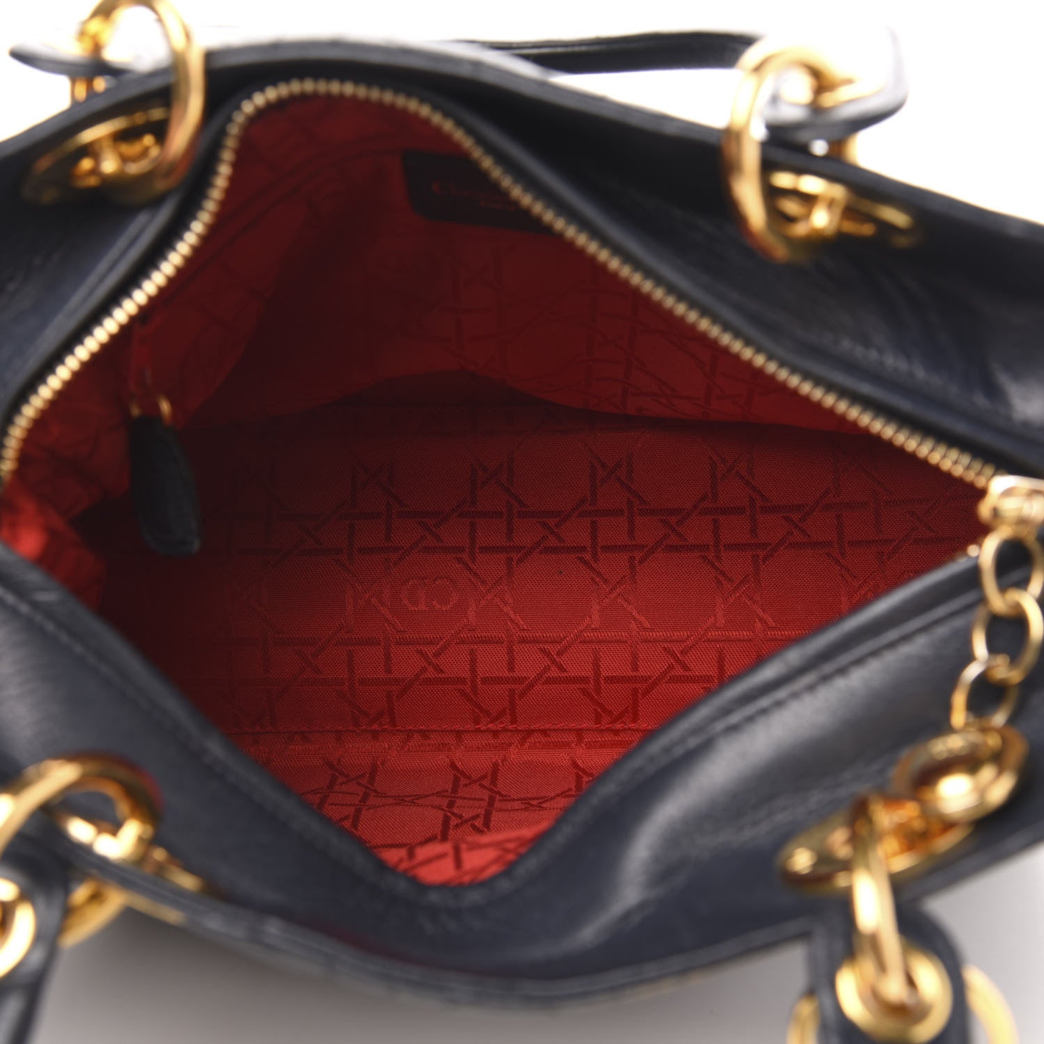Christian Dior Grained Calfskin Cannage Medium Supple Lady Dior Navy 5 of 13