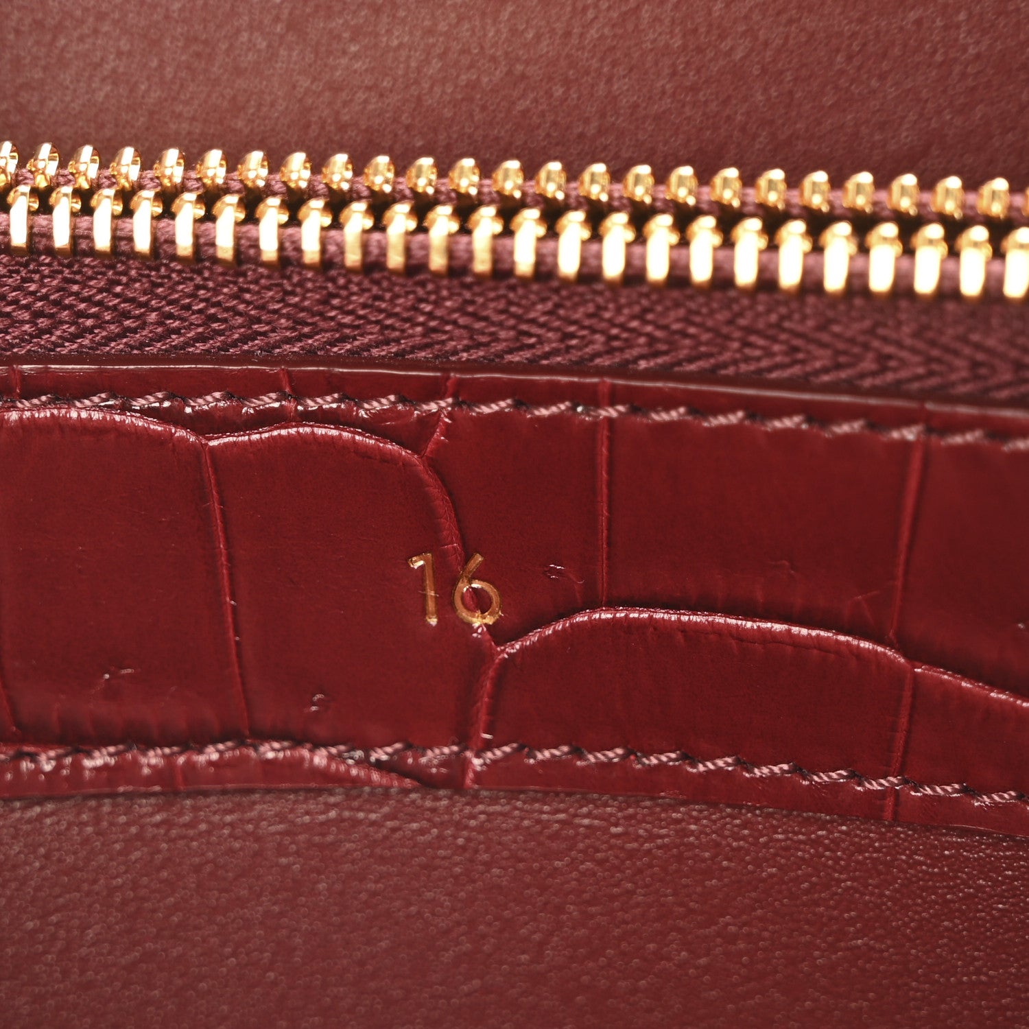 Celine Crocodile Small 16 Top Handle Bag Light Burgundy 7 of 10