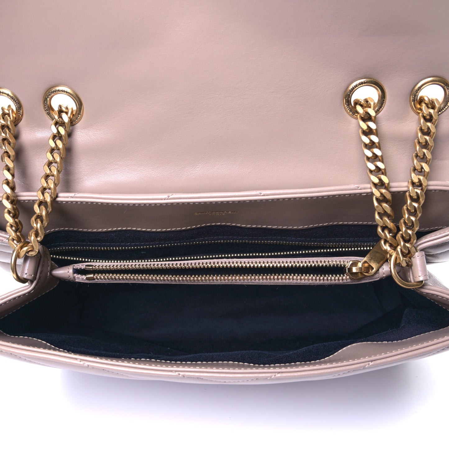 Calfskin Y Quilted Monogram Medium Loulou Chain Satchel Dark Beige