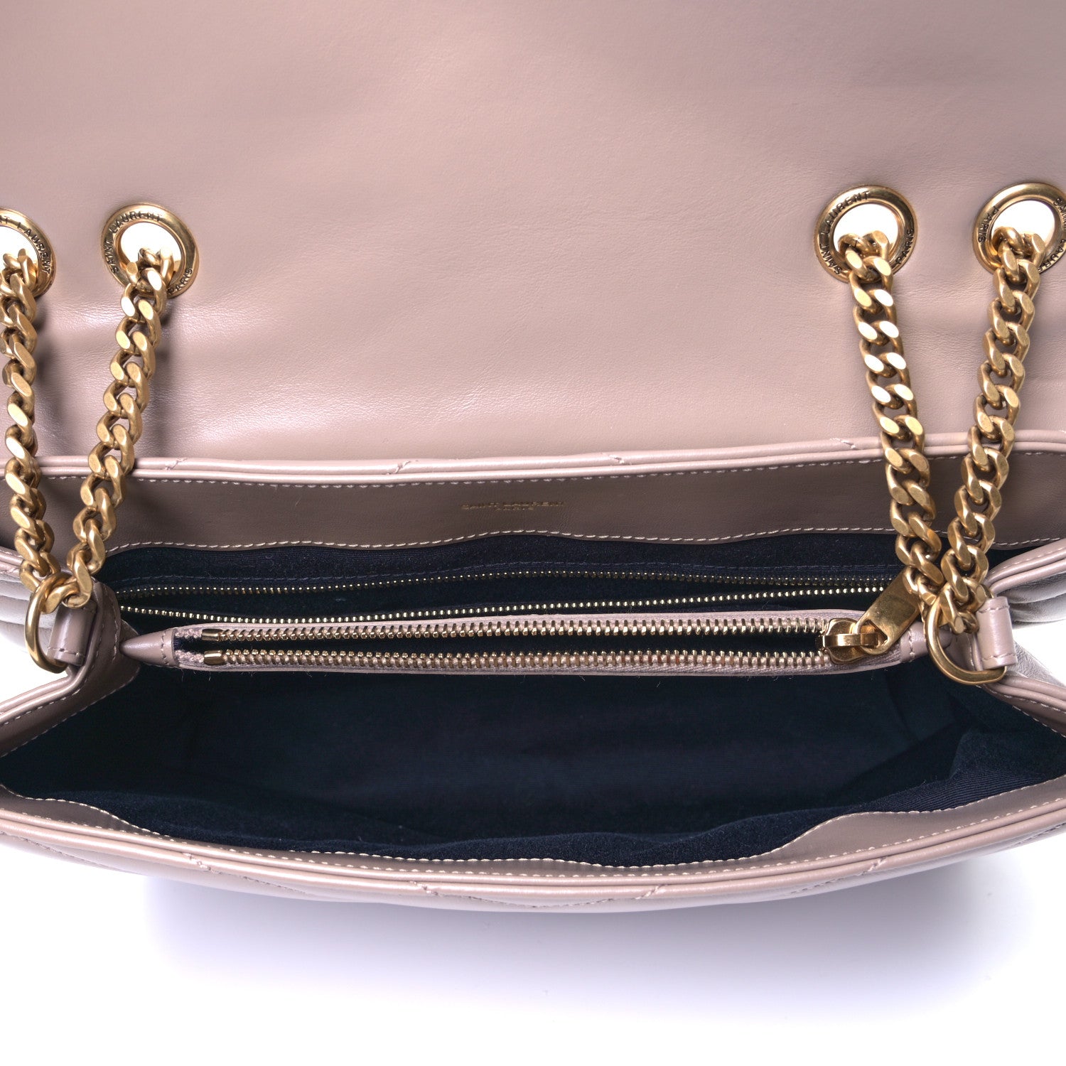 Saint Laurent Calfskin Y Quilted Monogram Medium Loulou Chain Satchel Dark Beige 4 of 5