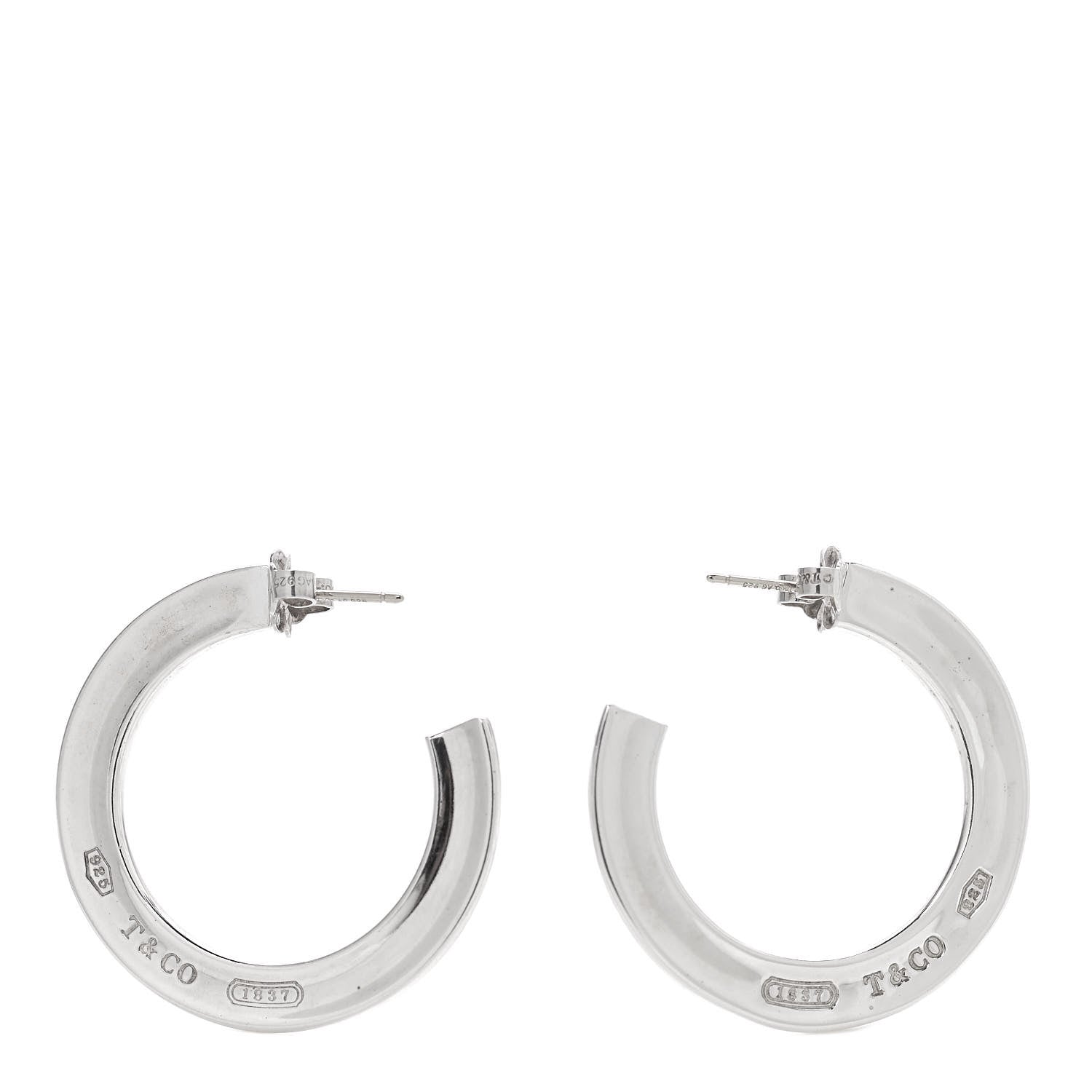 Tiffany Sterling Silver 1837 Flat Hoop Earrings 4 of 5