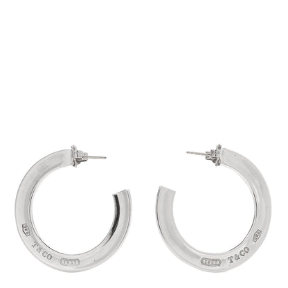 Tiffany Sterling Silver 1837 Flat Hoop Earrings 4 of 5