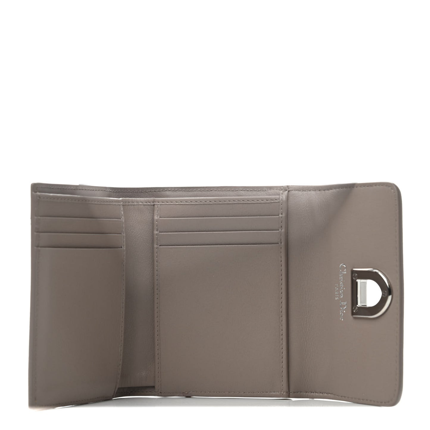 Metallic Goatskin Diorever Tri-Fold Wallet Gold