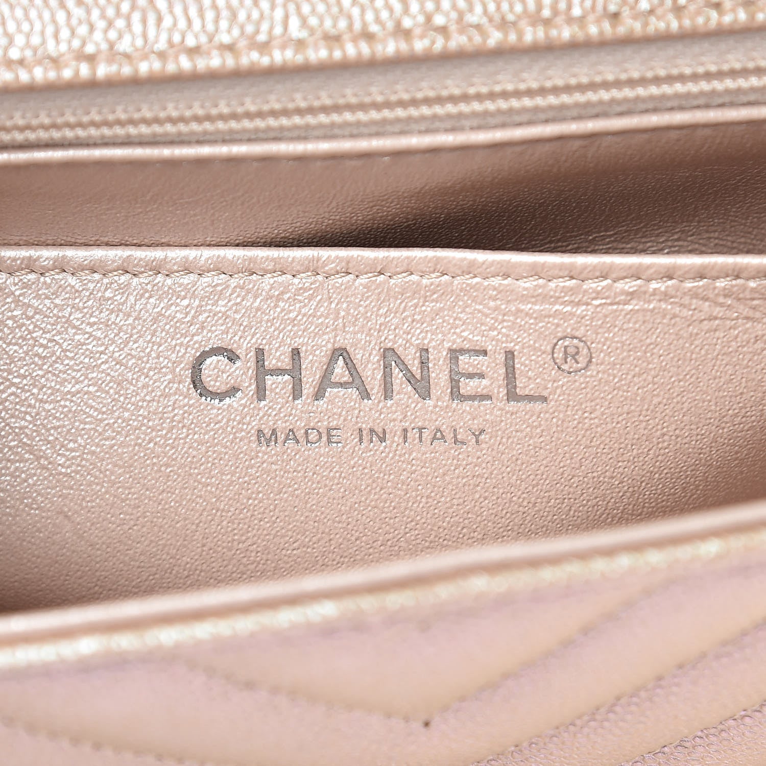 Chanel Iridescent Caviar Chevron Quilted Mini Rectangular Flap Light Gold 6 of 10