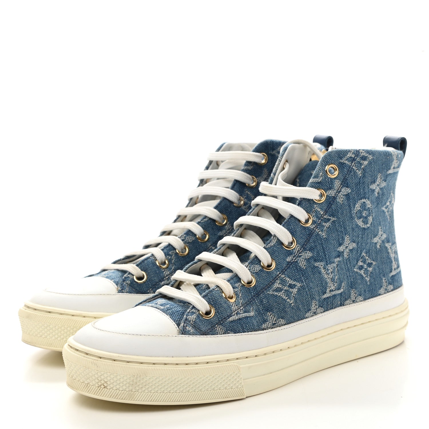 Louis Vuitton Denim Monogram Stellar Sneaker Boots 37 Bleu Jeans Blue 3 of 11