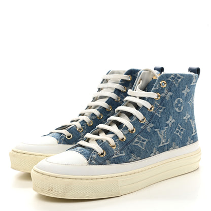 Louis Vuitton Denim Monogram Stellar Sneaker Boots 37 Bleu Jeans Blue 3 of 11