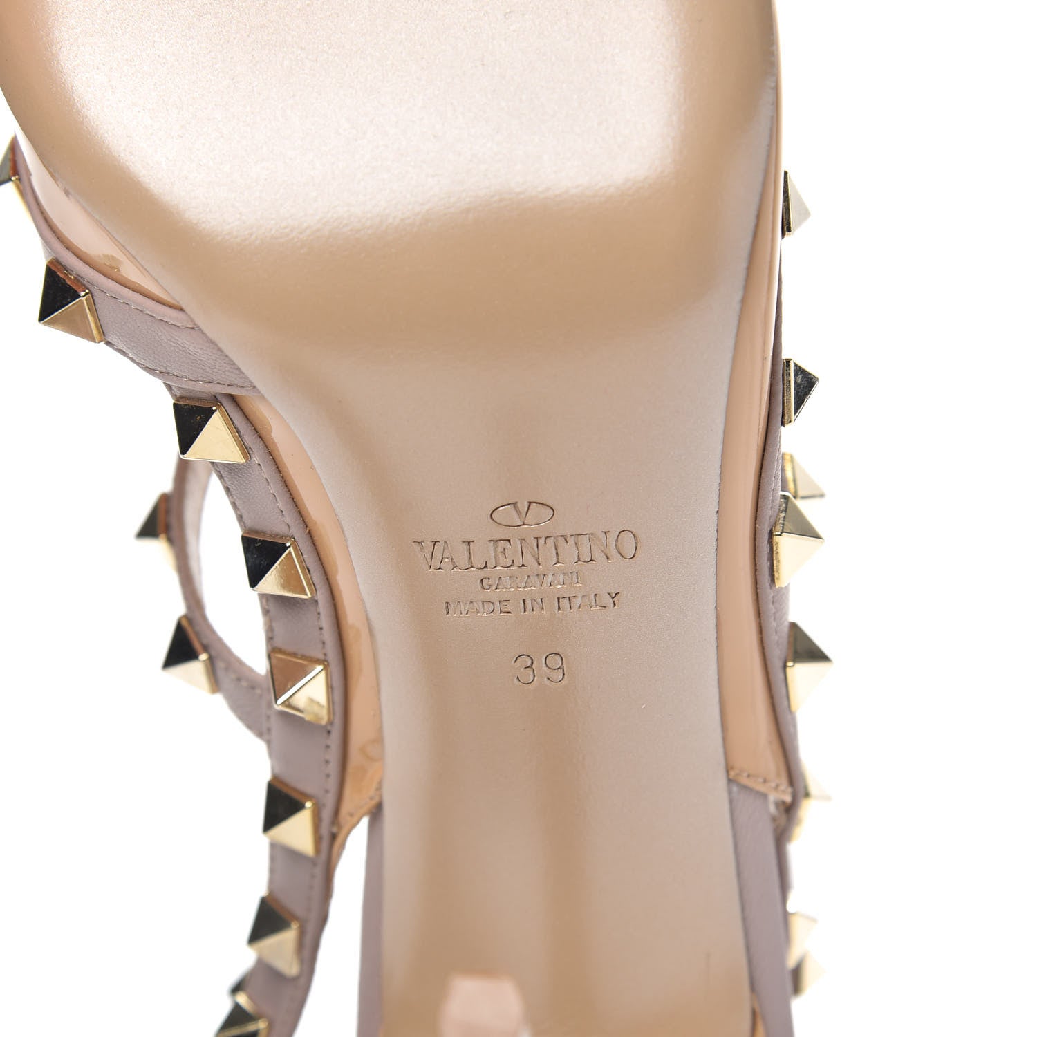 Valentino Garavani Patent Rockstud Ankle Strap 100mm Pumps 39 Skin Sorbet Poudre 6 of 9