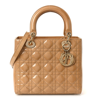 Christian Dior Patent Cannage Medium Lady Dior Beige 1 of 9