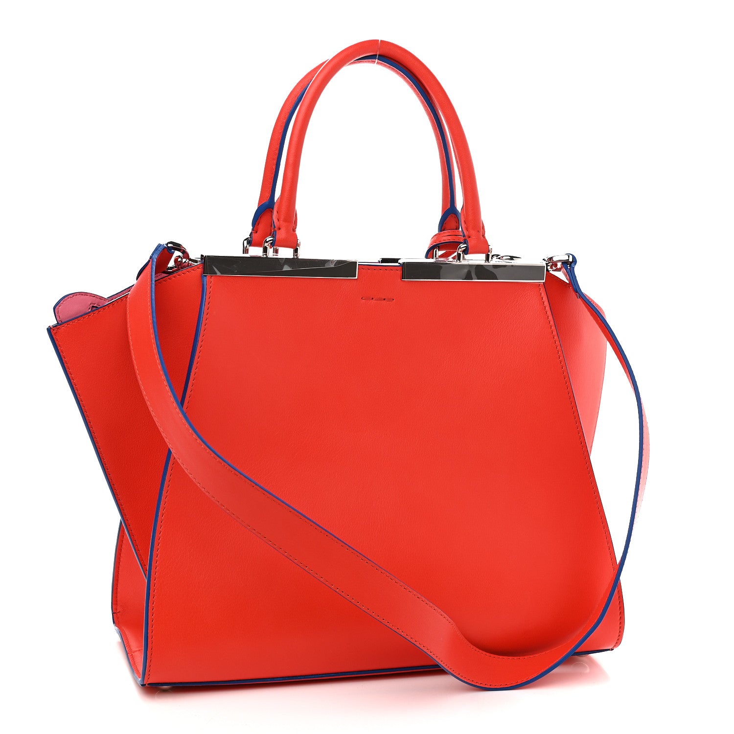 Fendi Vitello Dolce Shiny Nappa Petite 3Jours Tote Papavero 4 of 11