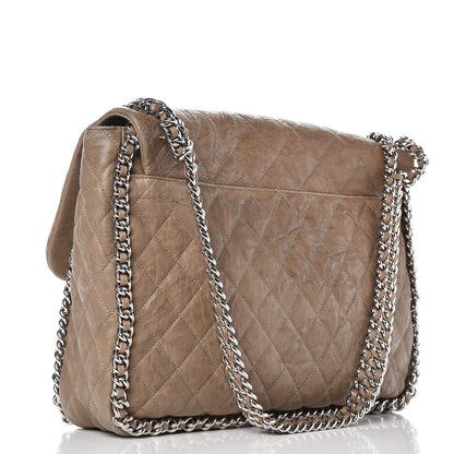 Chanel Washed Lambskin Quilted Maxi Chain Around Flap Taupe 3 of 7
