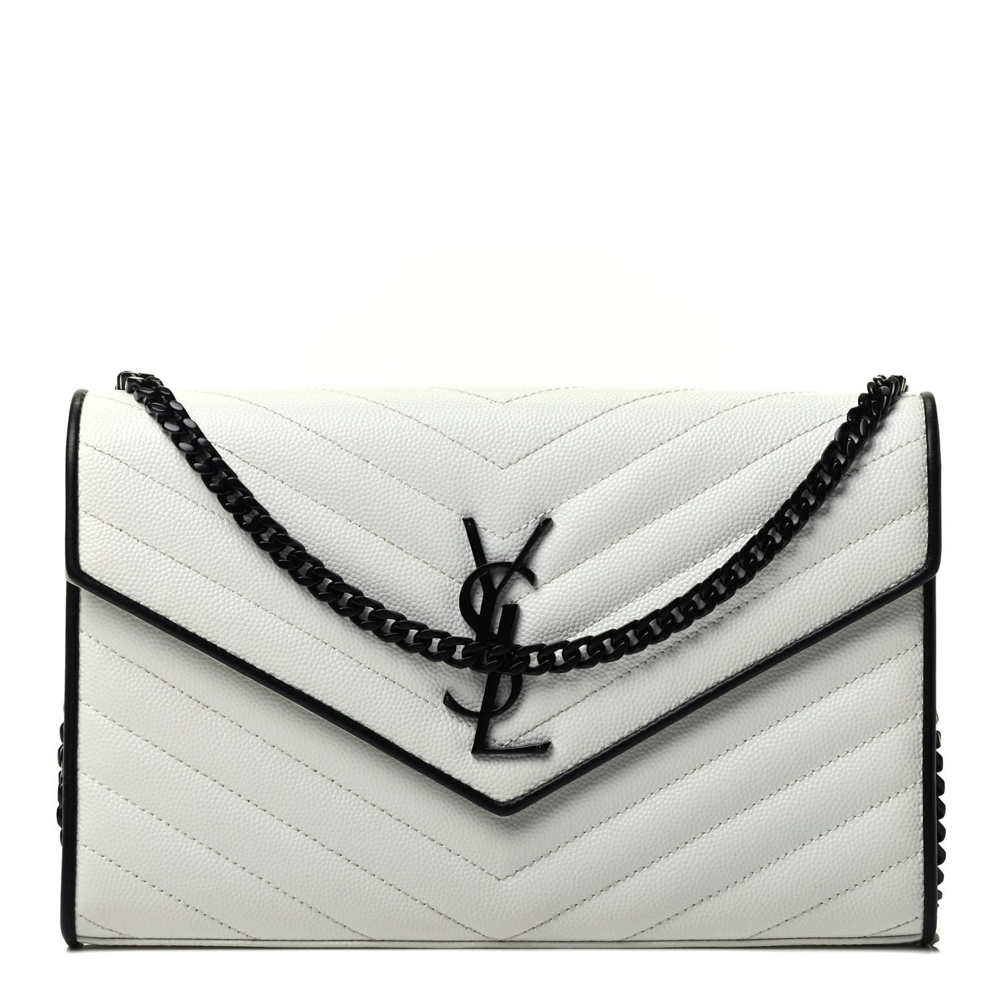 Grain De Poudre Matelasse Monogram Chain Wallet White Black