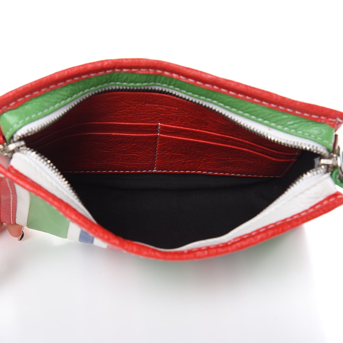 Veau Arena Multicolore Bazar Strap Clutch Green Blue Red White