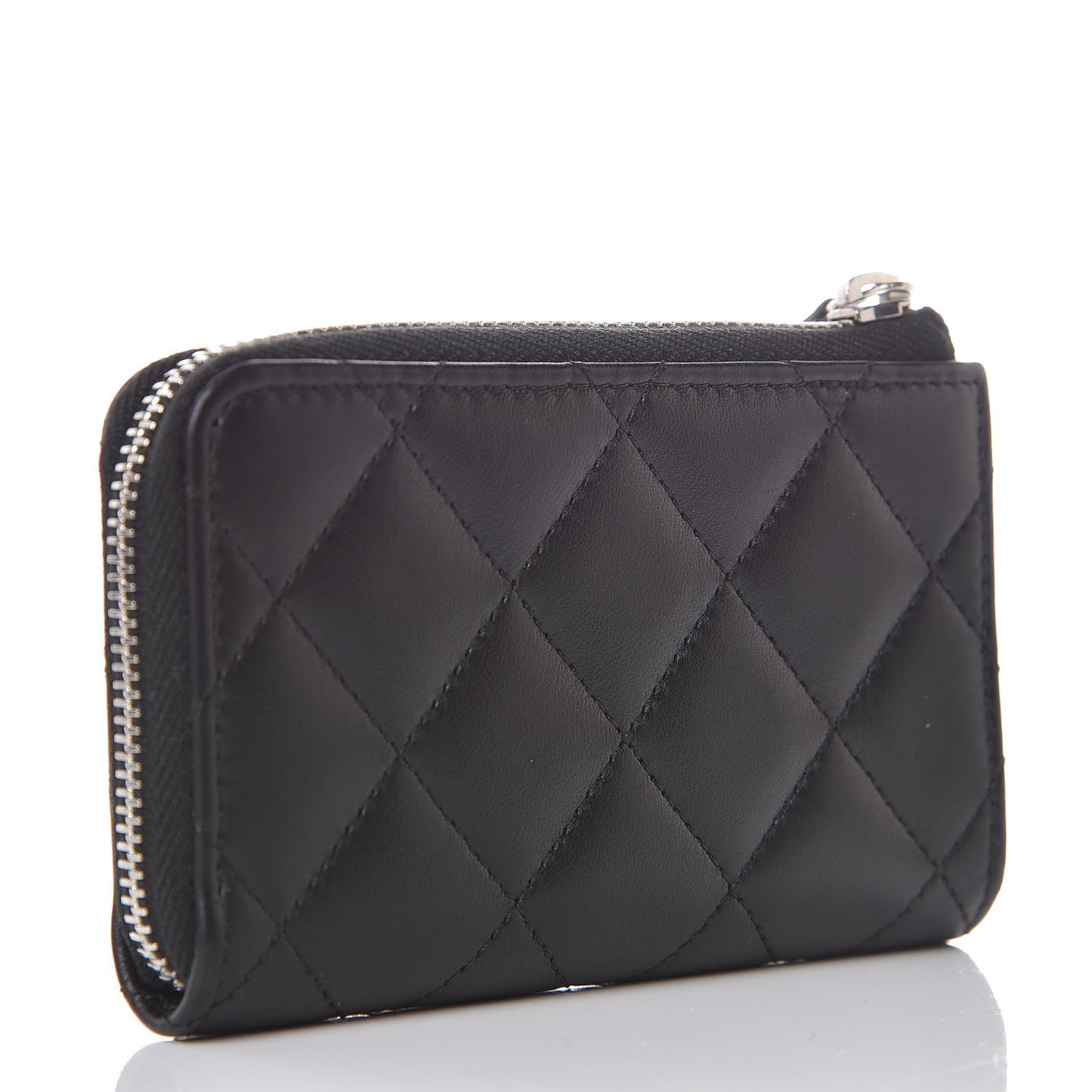 Lambskin Quilted Key Holder Case Black