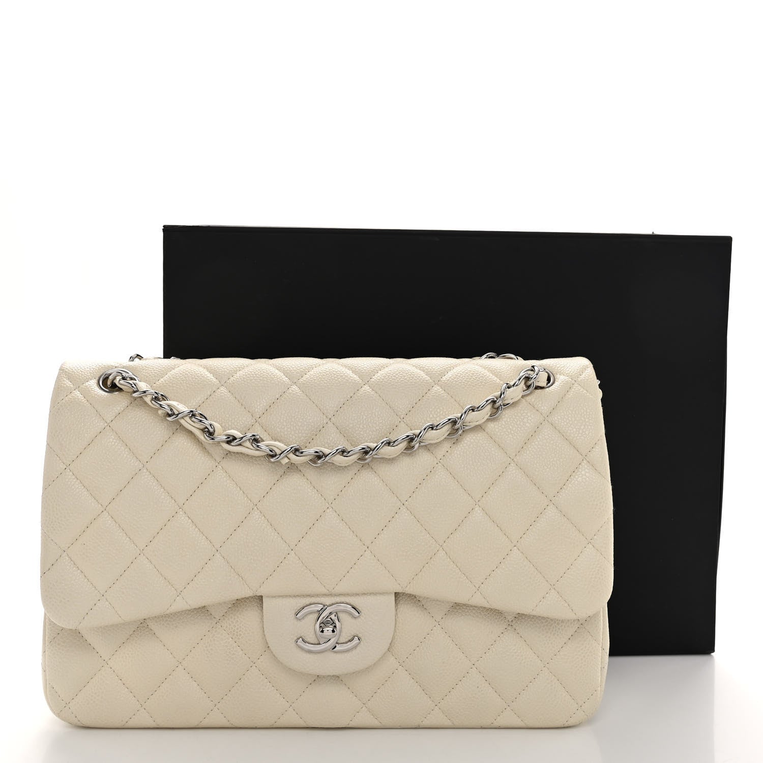 Chanel Caviar Quilted Jumbo Double Flap White 14 of 14