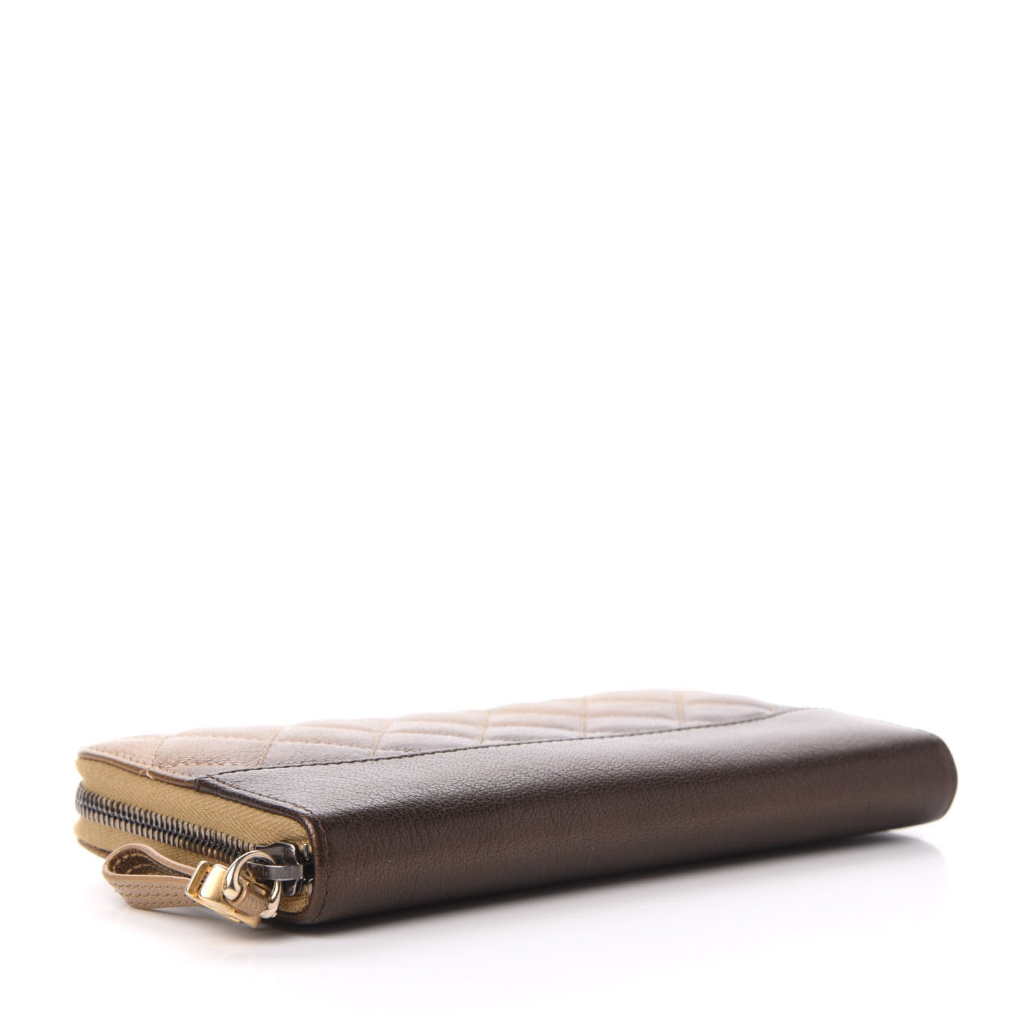 Chanel Metallic Goatskin Quilted Large Gabrielle Zip Around Wallet Bronze 4 of 10