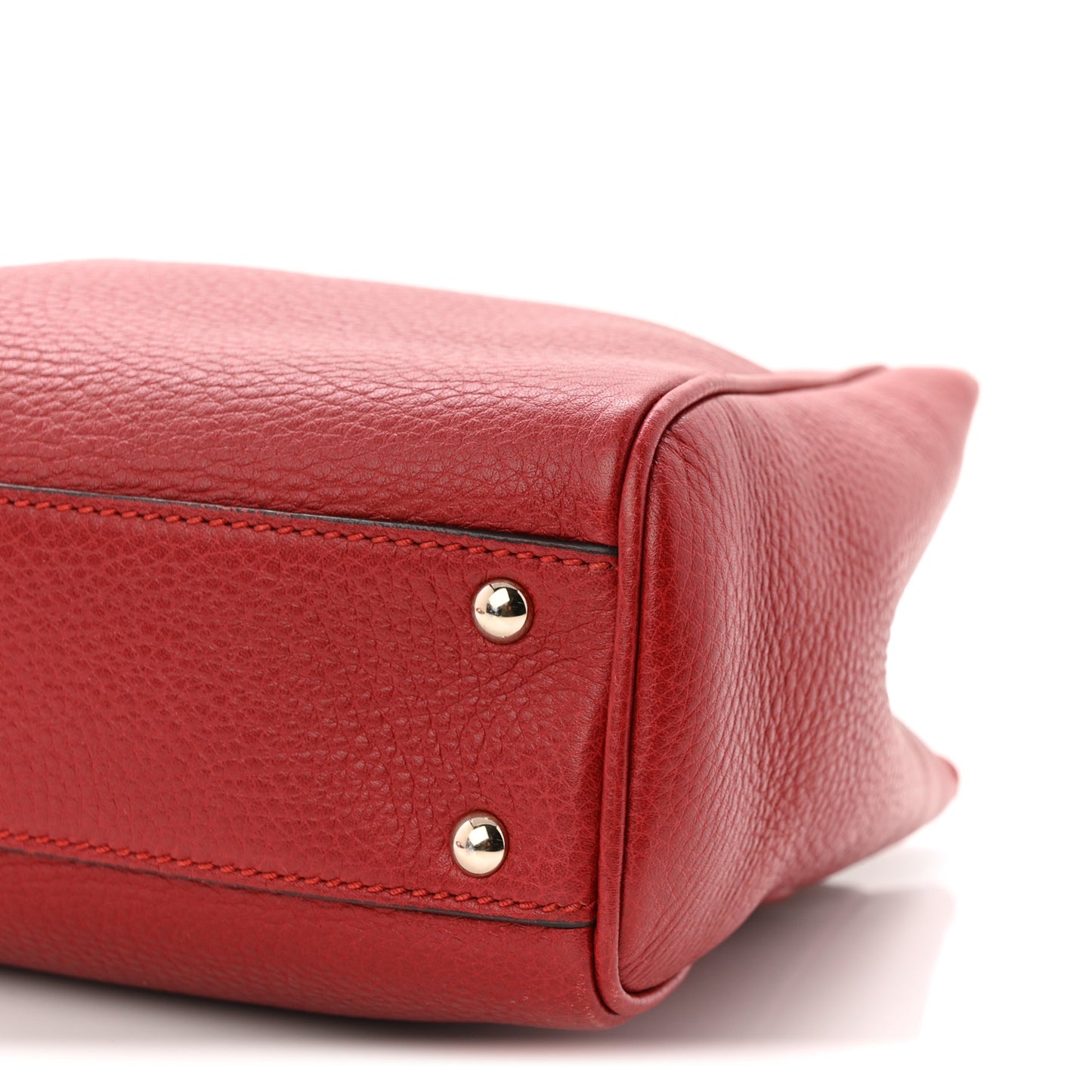 Calfskin Mini Bamboo Shopper Tote Red