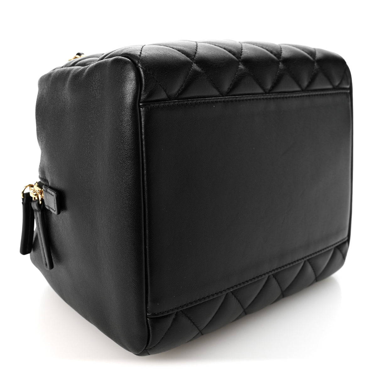 Lambskin Quilted Small Eyes On You Bowling Bag Black