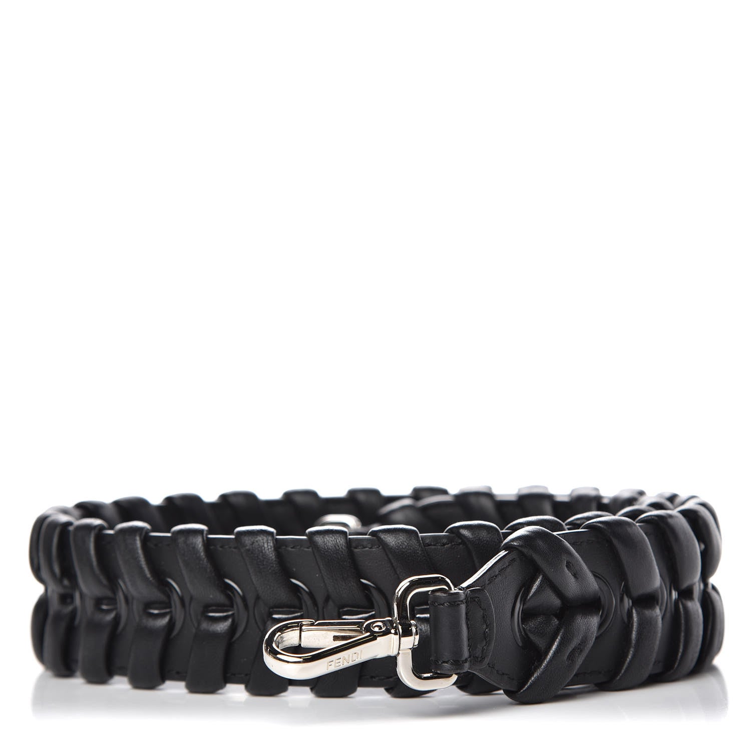 Fendi Vitello Dolce Shiny Nappa Lace Up Strap You Black 1 of 3