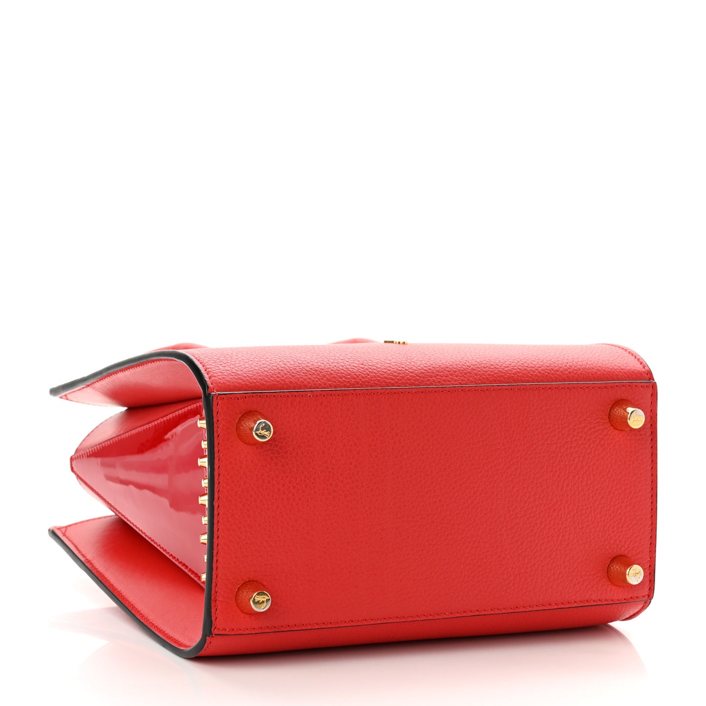 Calfskin Patent Studded Small Paloma Red