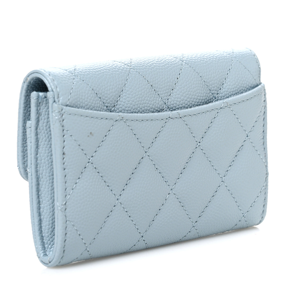 Chanel Caviar Quilted Flap Card Holder Wallet Light Blue 3 of 10