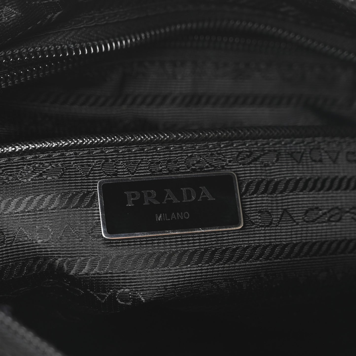 Re-Nylon Nappa Triangle Zip Pocket Bag Tote Black