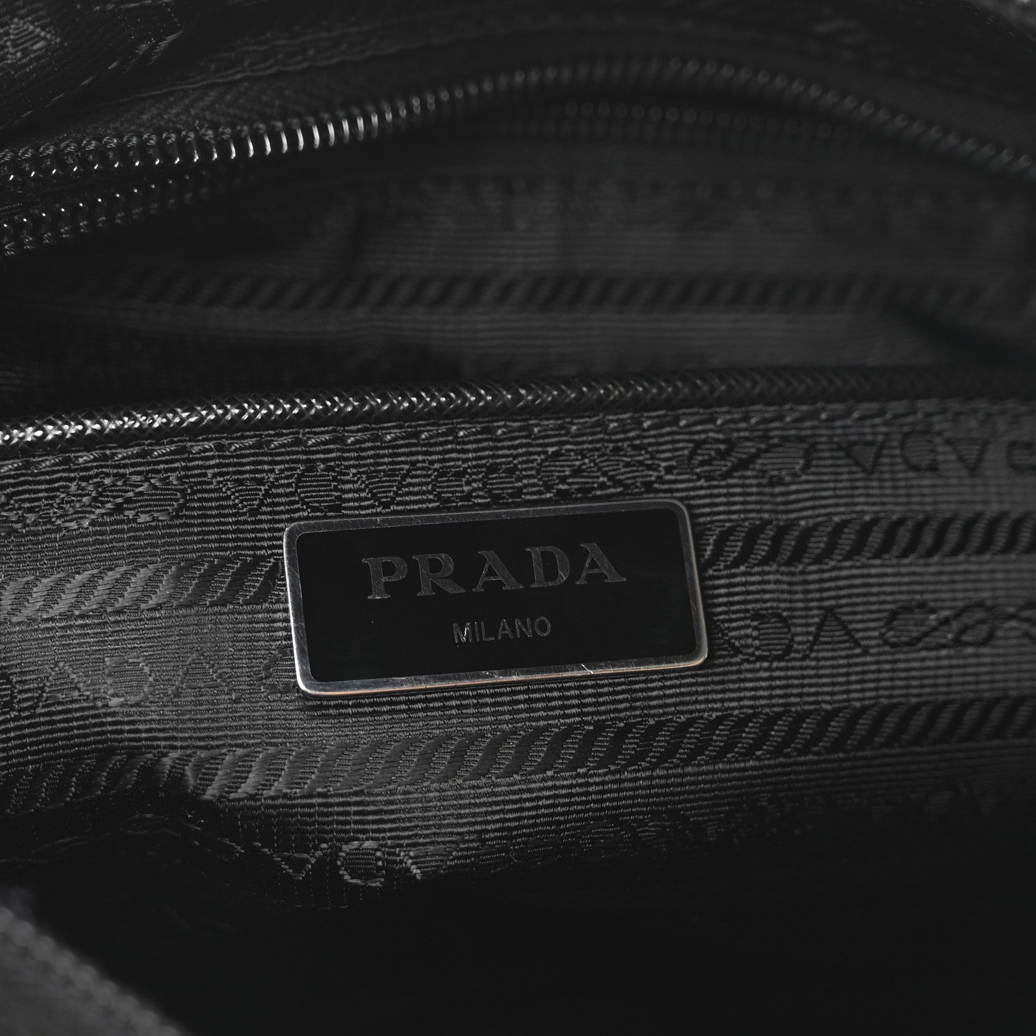 Prada Re-Nylon Nappa Triangle Zip Pocket Bag Tote Black 6 of 9