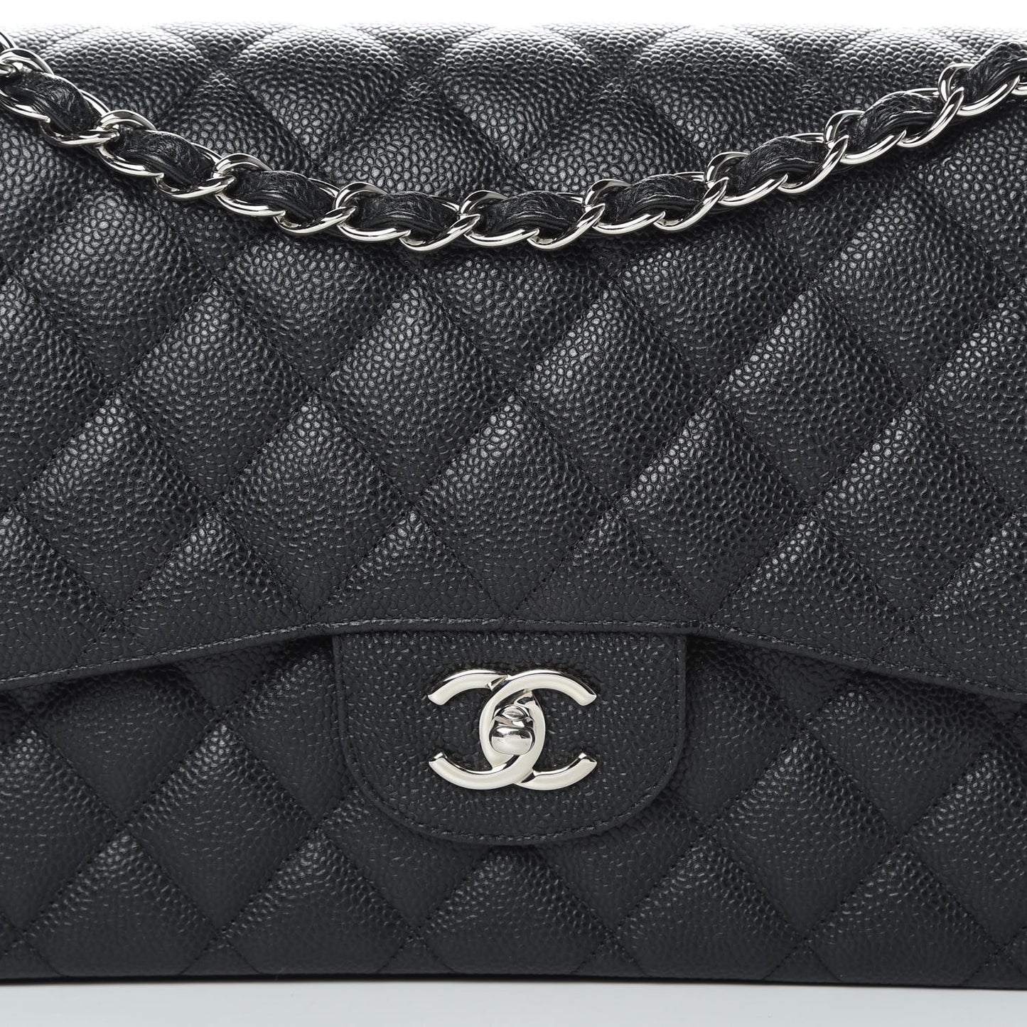 Caviar Quilted Jumbo Double Flap Black