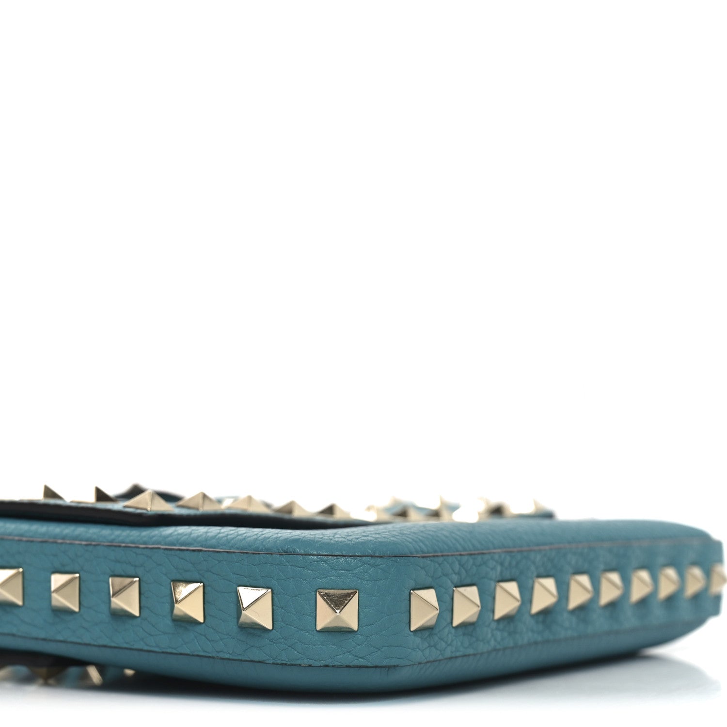 Valentino Garavani Grainy Calfskin Rockstud Crossbody Pouch Ultra Marine Green 8 of 9
