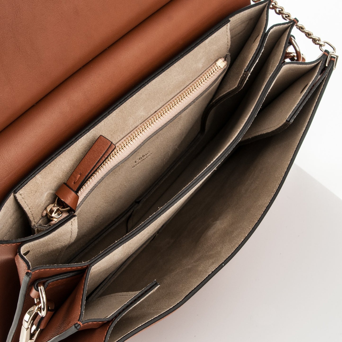 Suede Calfskin Medium Faye Shoulder Bag Caramel