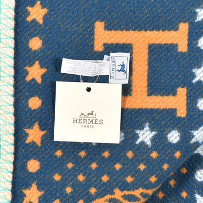 Hermes Wool Cashmere Western And Company Blanket Indigo 3 of 3