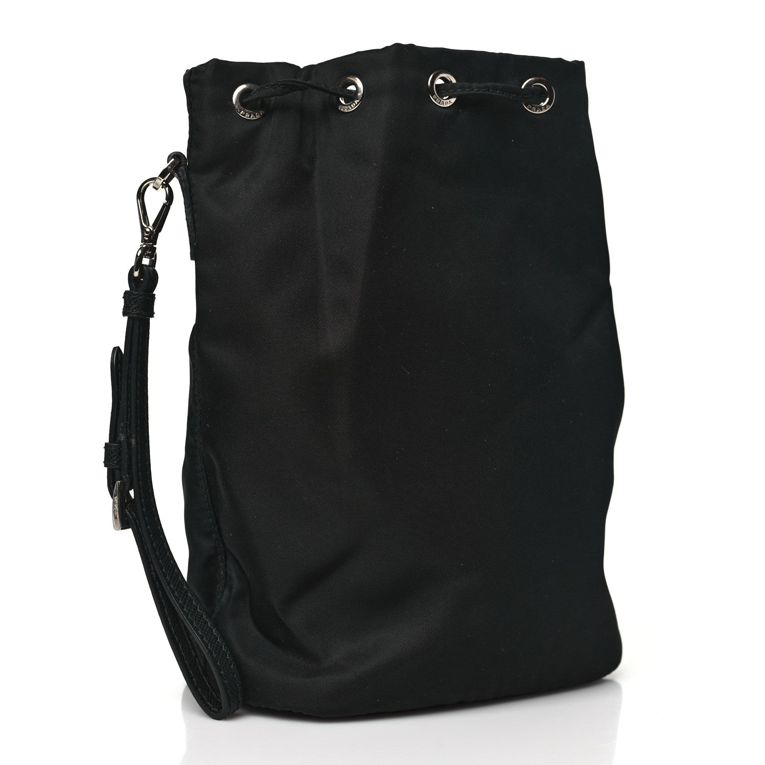 Prada Nylon Vela Drawstring Wristlet Pouch Black 3 of 8