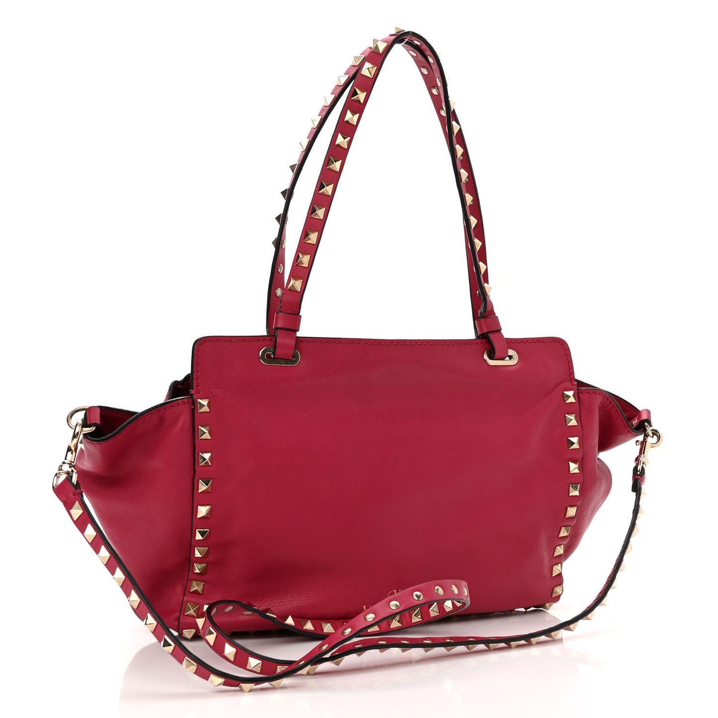 Vitello Small Rockstud Tote Fuchsia