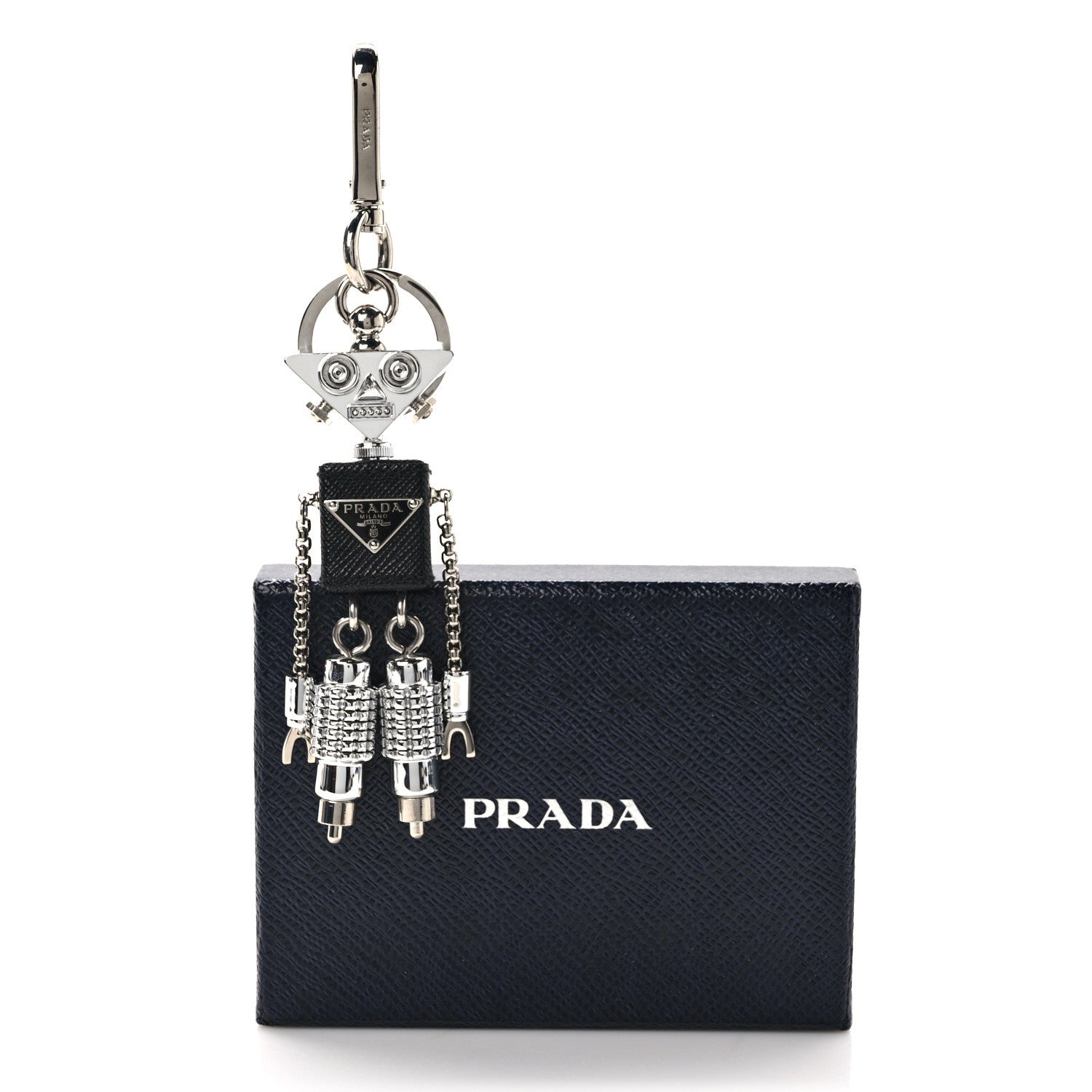 Prada Saffiano Edward Robot Trick Keychain Black 4 of 4