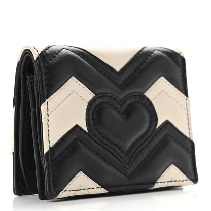 Gucci Calfskin Matelasse GG Marmont Card Case Black White 3 of 7