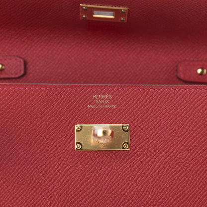 Hermes Epsom Kelly Wallet To Go Rouge Casaque 6 of 10