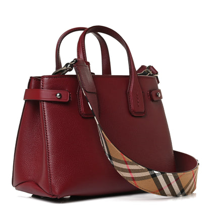 Burberry Grainy Calfskin House Check Baby Banner Tote Crimson 2 of 11